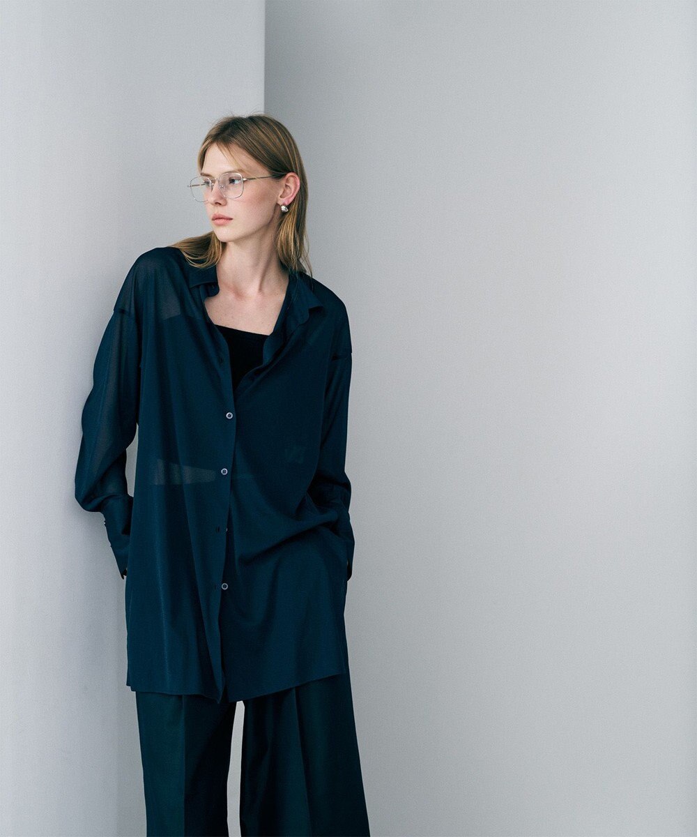 uncrave トリコットシフォン ロングシャツ 