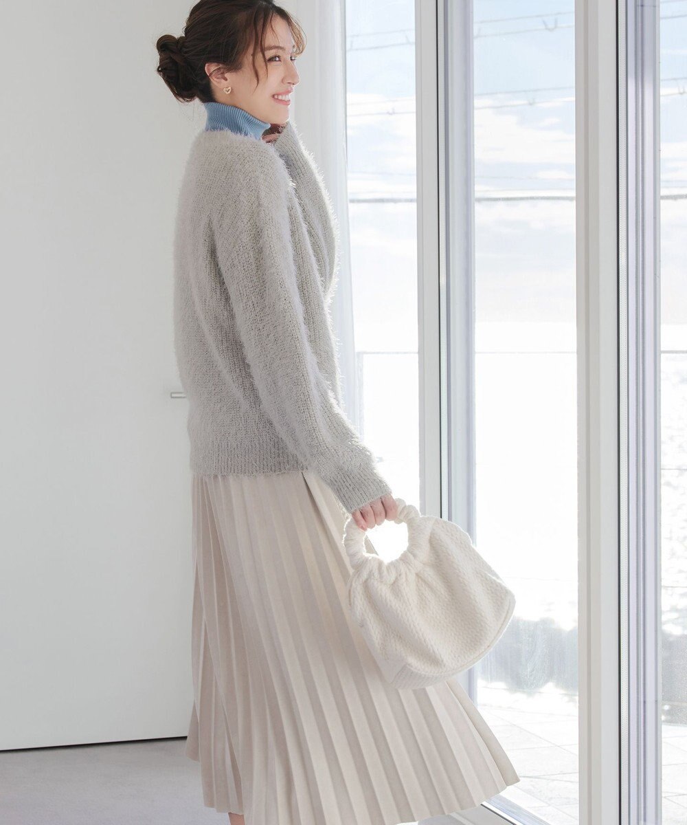 Tiaclasse 【洗える】ふわふわ片畦ラメシャギーカーディガン 