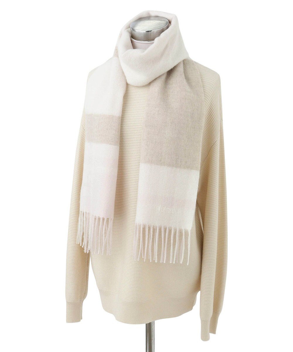 MOONBAT FURLA ウールブロックチェックラメマフラー/幅30cm 