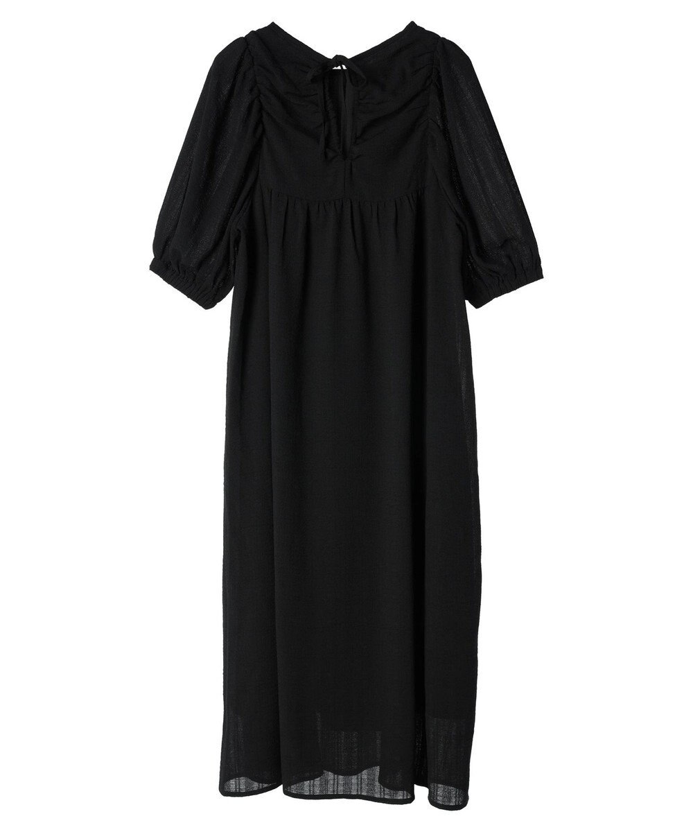 earth music&ecology 膨れジャガードパフ袖ワンピース 