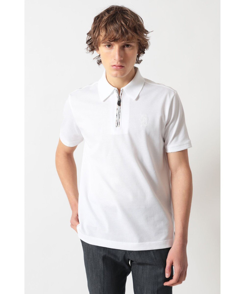 DAKS フロントジップ ハウスチェックパイピング ポロシャツ 