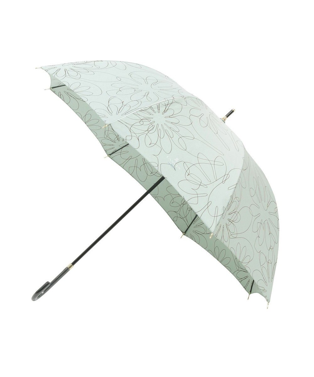 MOONBAT 【新色追加/耐風】ランバン オン ブルー 長傘 フラワー柄サテンジャガードプリント 