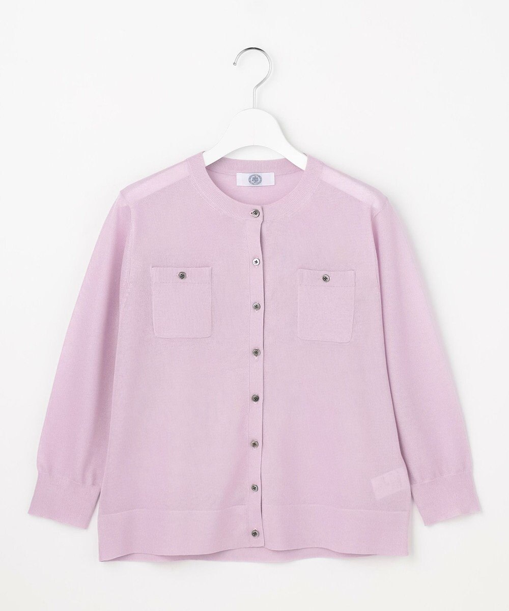 J.PRESS LADIES S 【シーンレスに活躍】SHEER GLOSS KNIT クルーネック カーディガン 