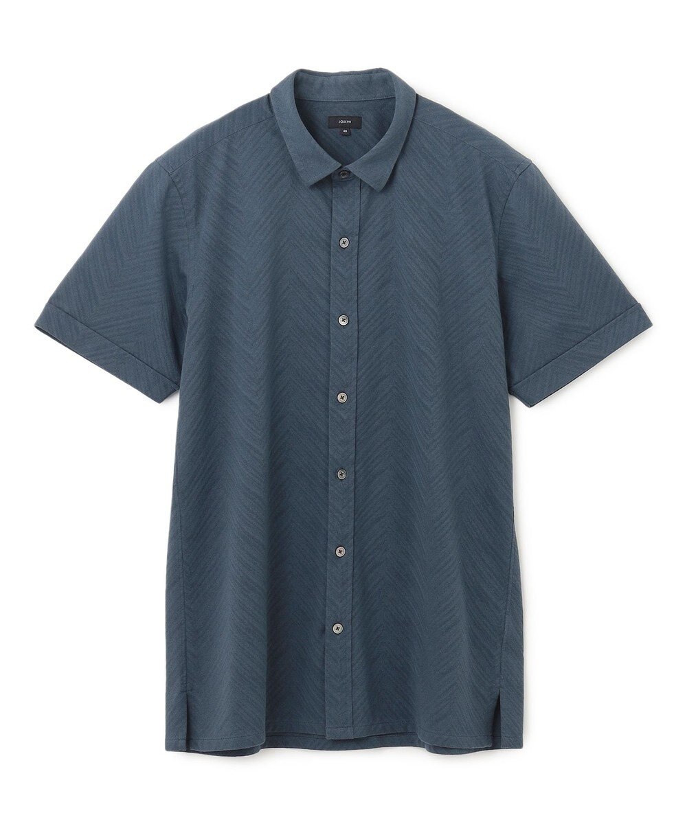 JOSEPH HOMME ブロークンヘリンボンジャージー　レギュラーカラー半袖シャツ 