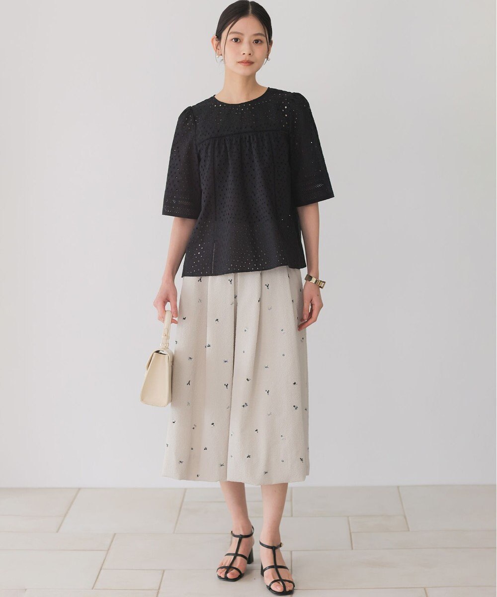 組曲 【WEB限定】ミニフラワーエンブロイダリー スカート 