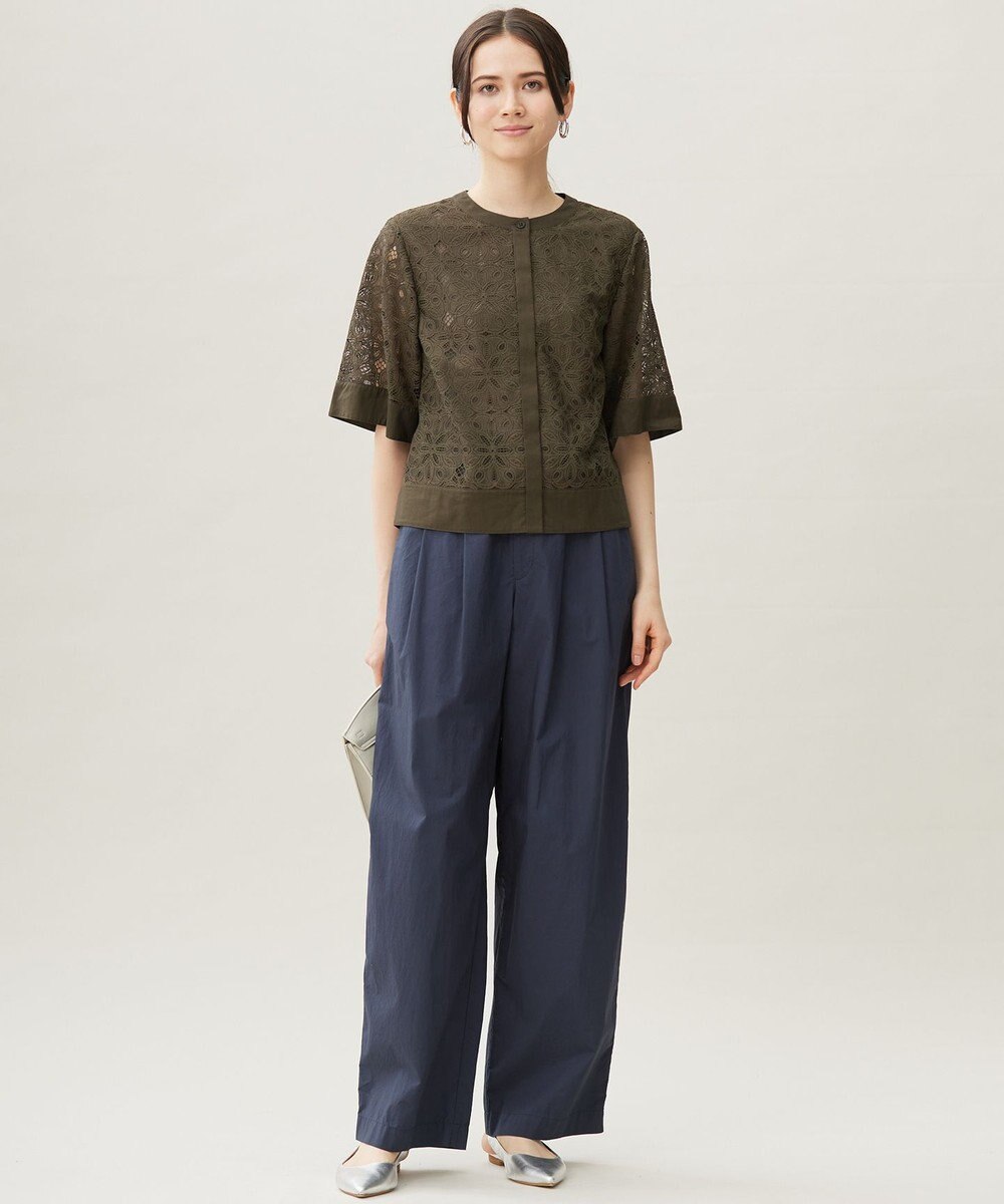 自由区 【カタログ掲載・洗える】フラワータイルレース ブラウス 