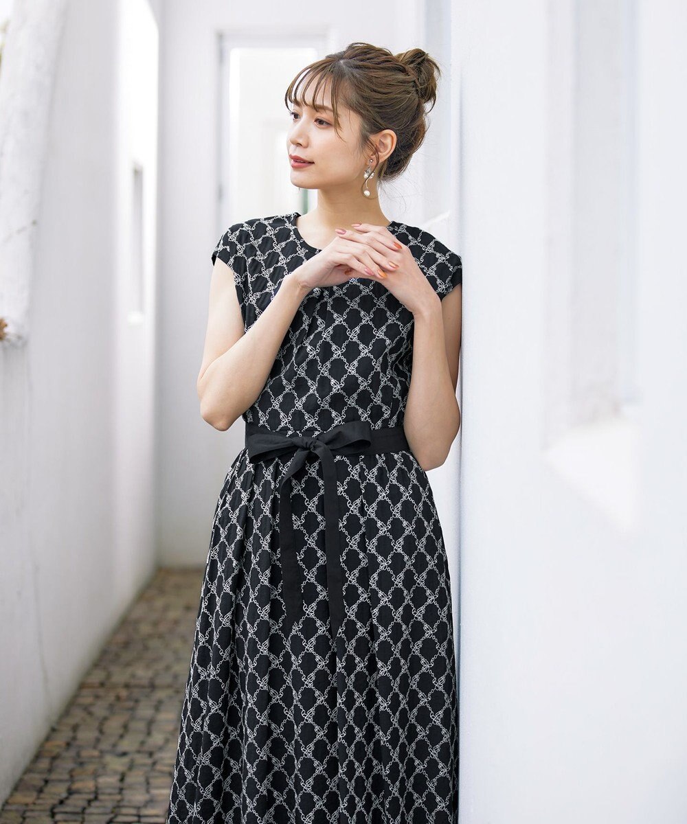 Tiaclasse 【洗える】配色刺繍レースワンピース 