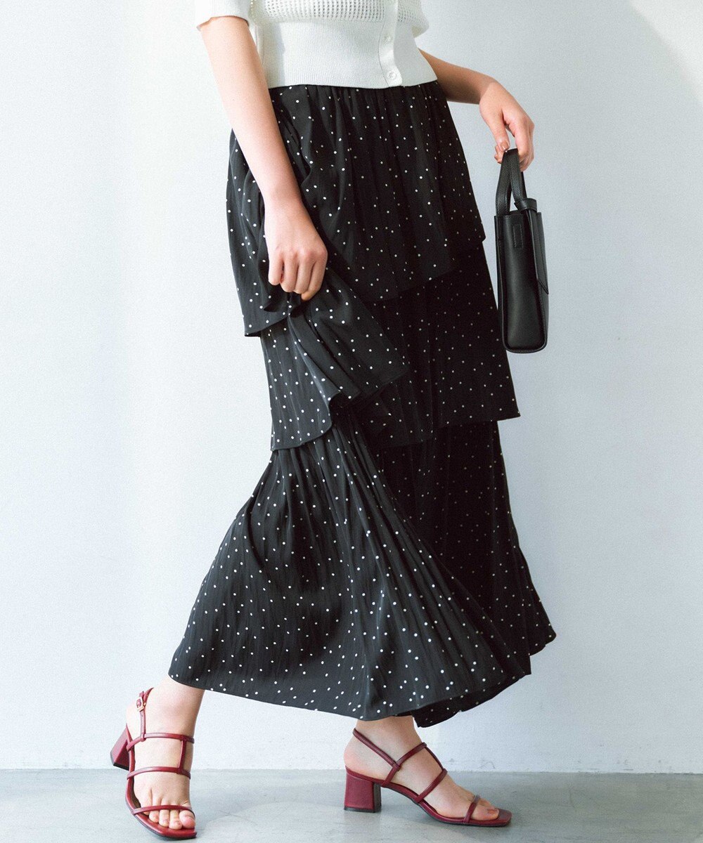 組曲 【入江未悠さんコラボ】ギャザーライトデシンティアード スカート 