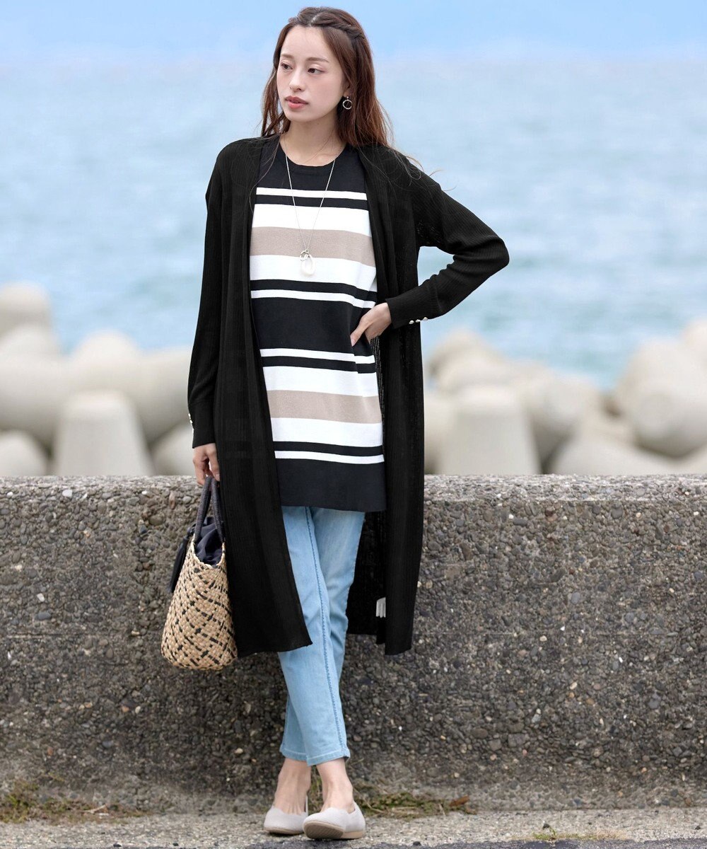 Tiaclasse 【新色追加・洗える】マルチボーダーフレンチニットチュニック 