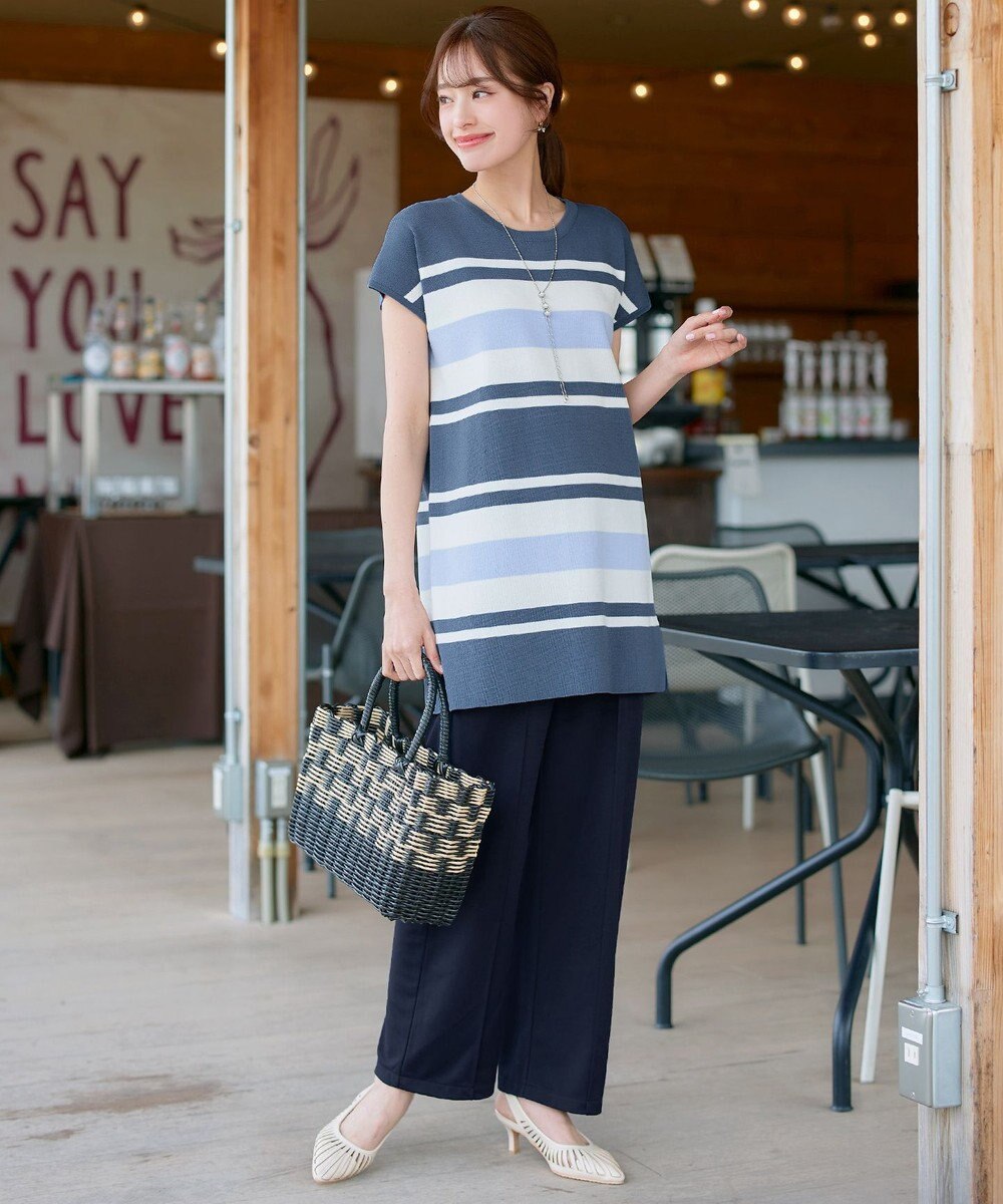 Tiaclasse 【新色追加・洗える】マルチボーダーフレンチニットチュニック 