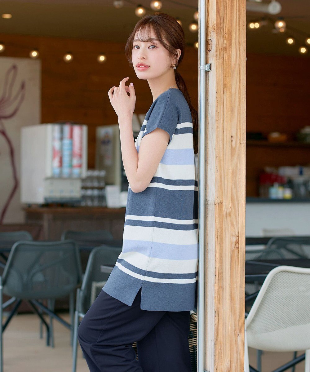 Tiaclasse 【新色追加・洗える】マルチボーダーフレンチニットチュニック 