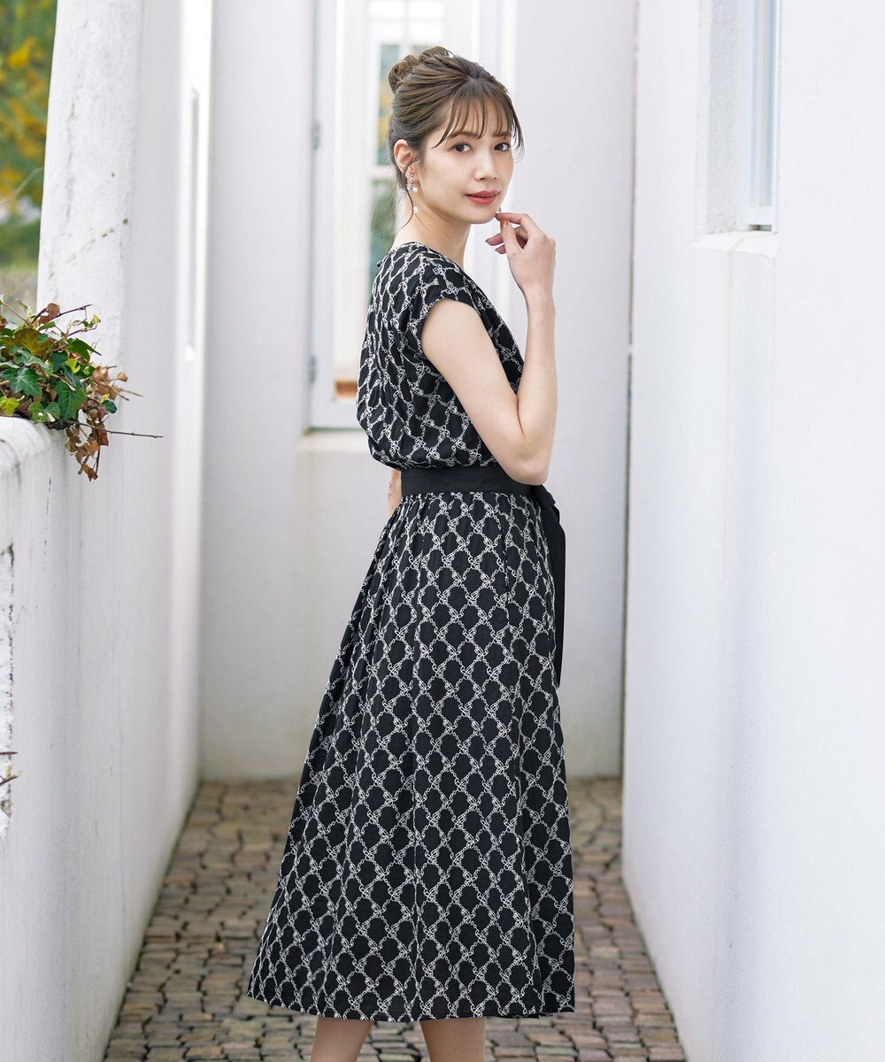 Tiaclasse 【洗える】配色刺繍レースワンピース 