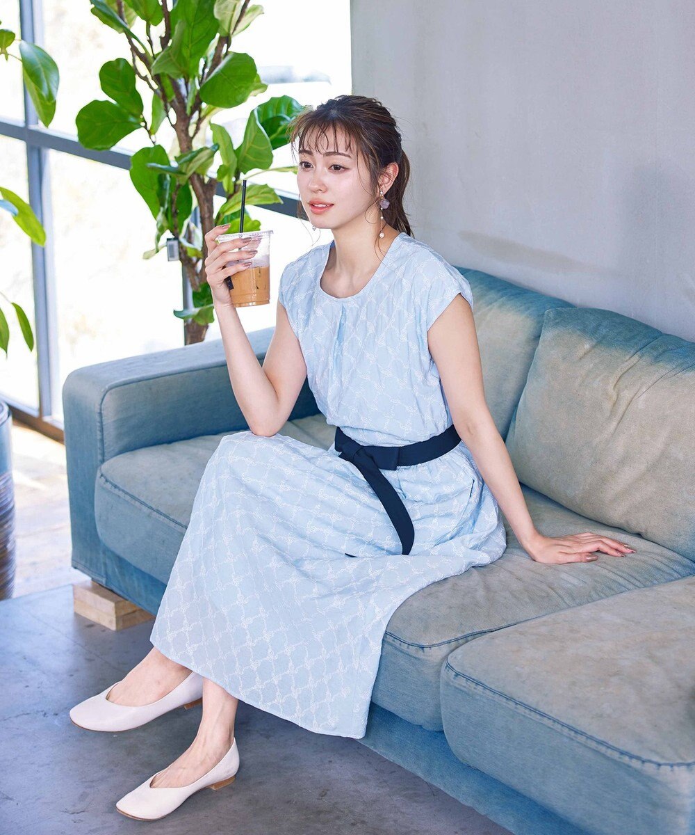 Tiaclasse 【洗える】配色刺繍レースワンピース 