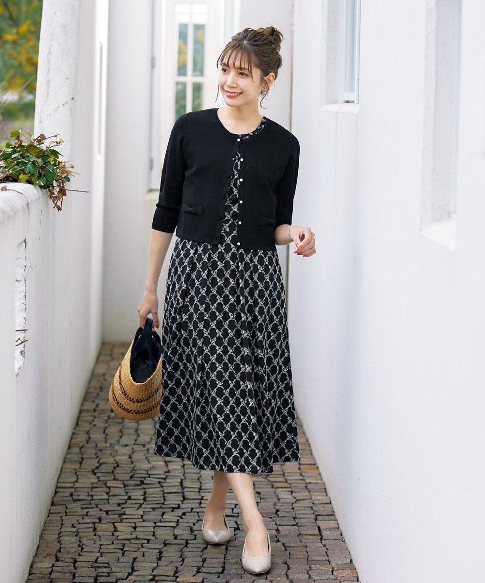 Tiaclasse 【洗える】配色刺繍レースワンピース 