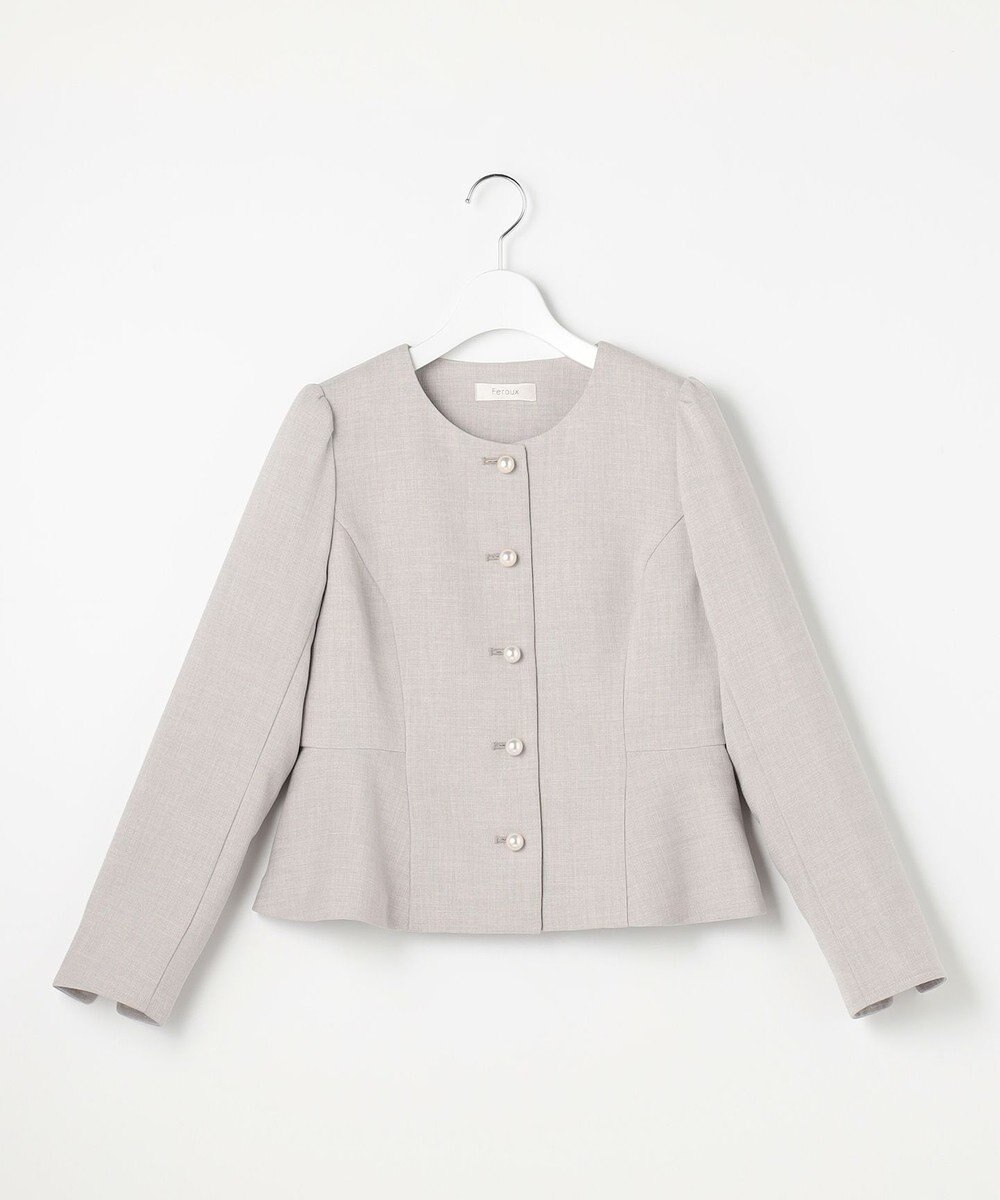 Feroux 【先行予約】パール釦ペプラムジャケット×スカート セットアップ 