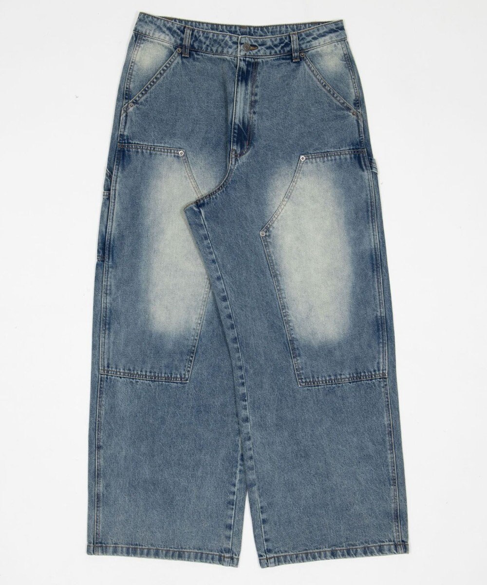 WEGO ワーカーズダブルニーデニムパンツ 