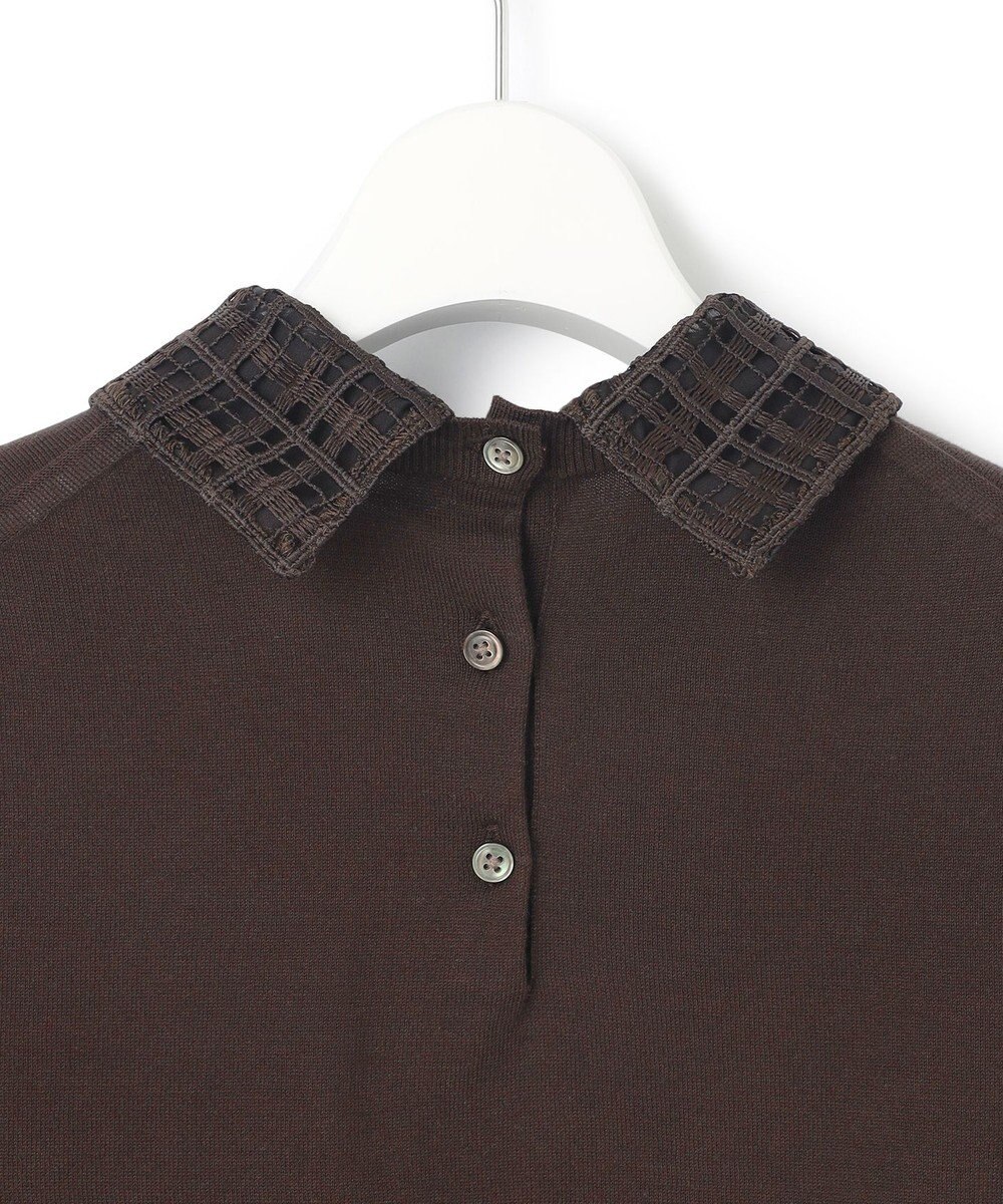 23区 【洗える】Brocheチェック レース付け襟 ニット 