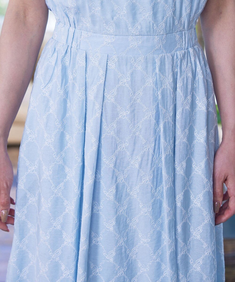 Tiaclasse 【洗える】配色刺繍レースワンピース 