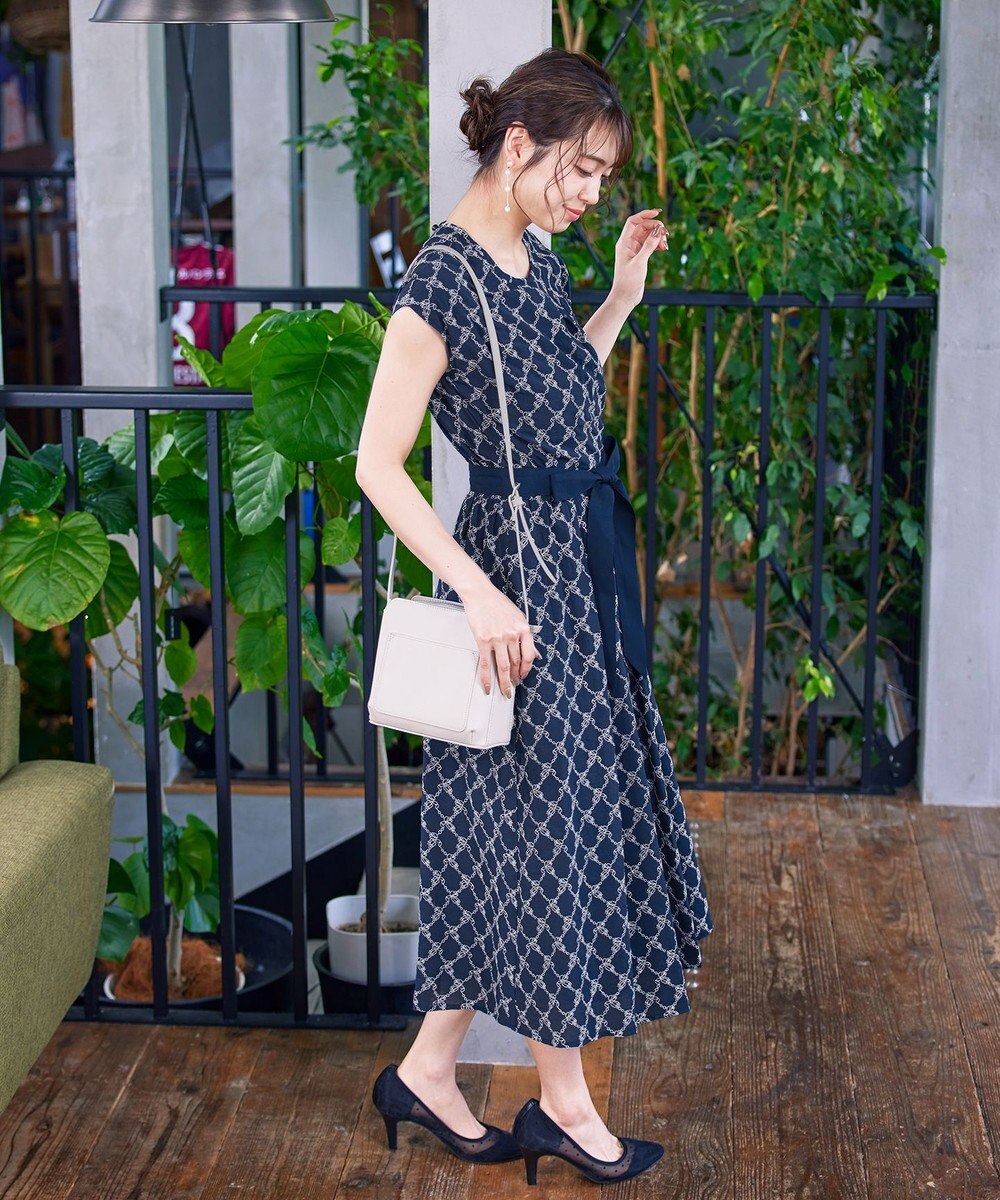 Tiaclasse 【洗える】配色刺繍レースワンピース 