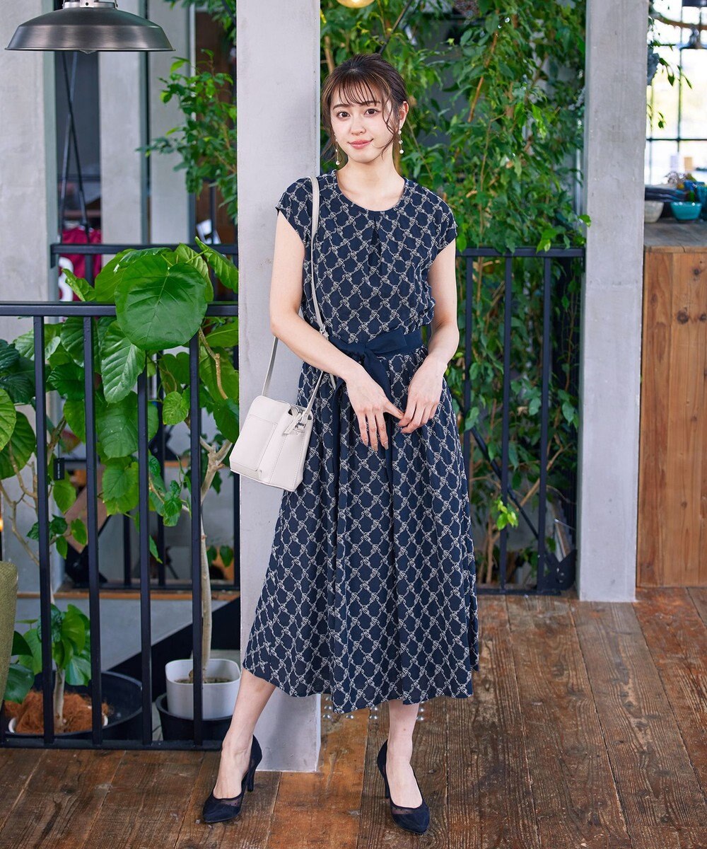 Tiaclasse 【洗える】配色刺繍レースワンピース 