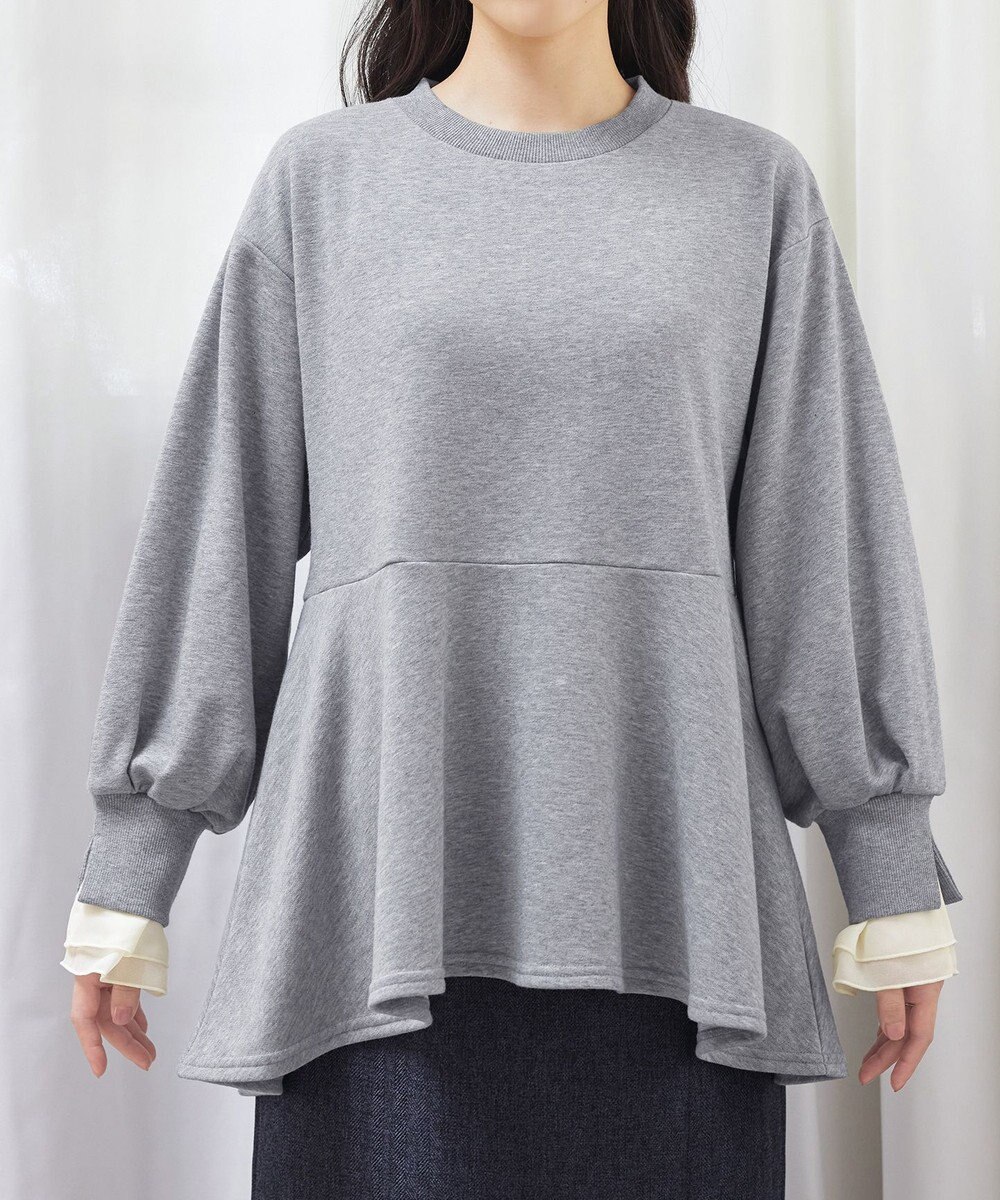 Tiaclasse 【吸水発熱・洗える】袖口ドッキングカットソープルオーバー 