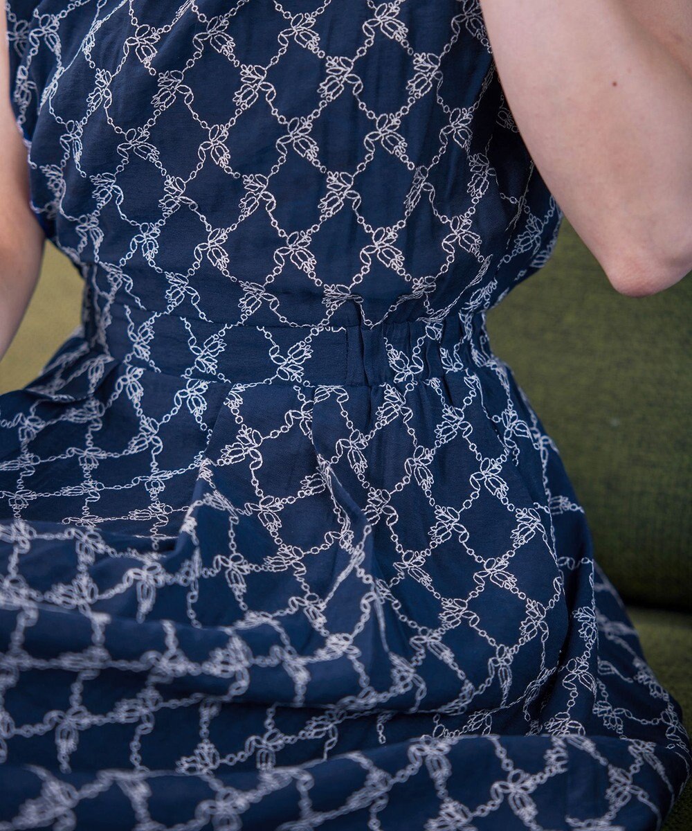 Tiaclasse 【洗える】配色刺繍レースワンピース 