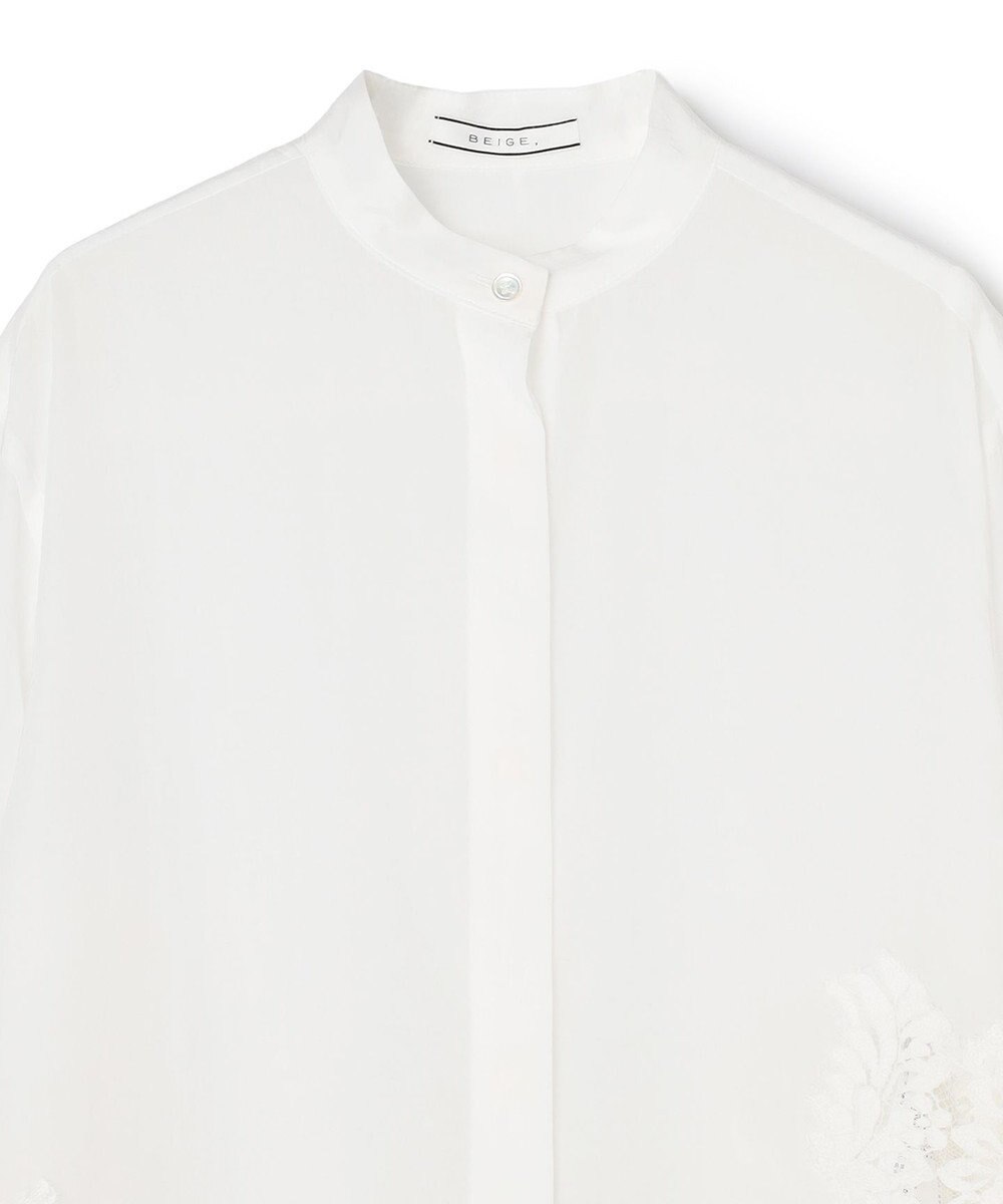 BEIGE， GALENA / コットンレースバンドカラーシャツ 