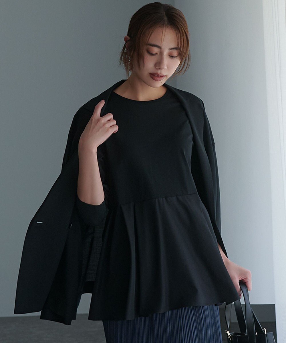 23区 S 【ご好評につき新色追加】ナチュラルコットンベアコンビ ペプラム カットソー 