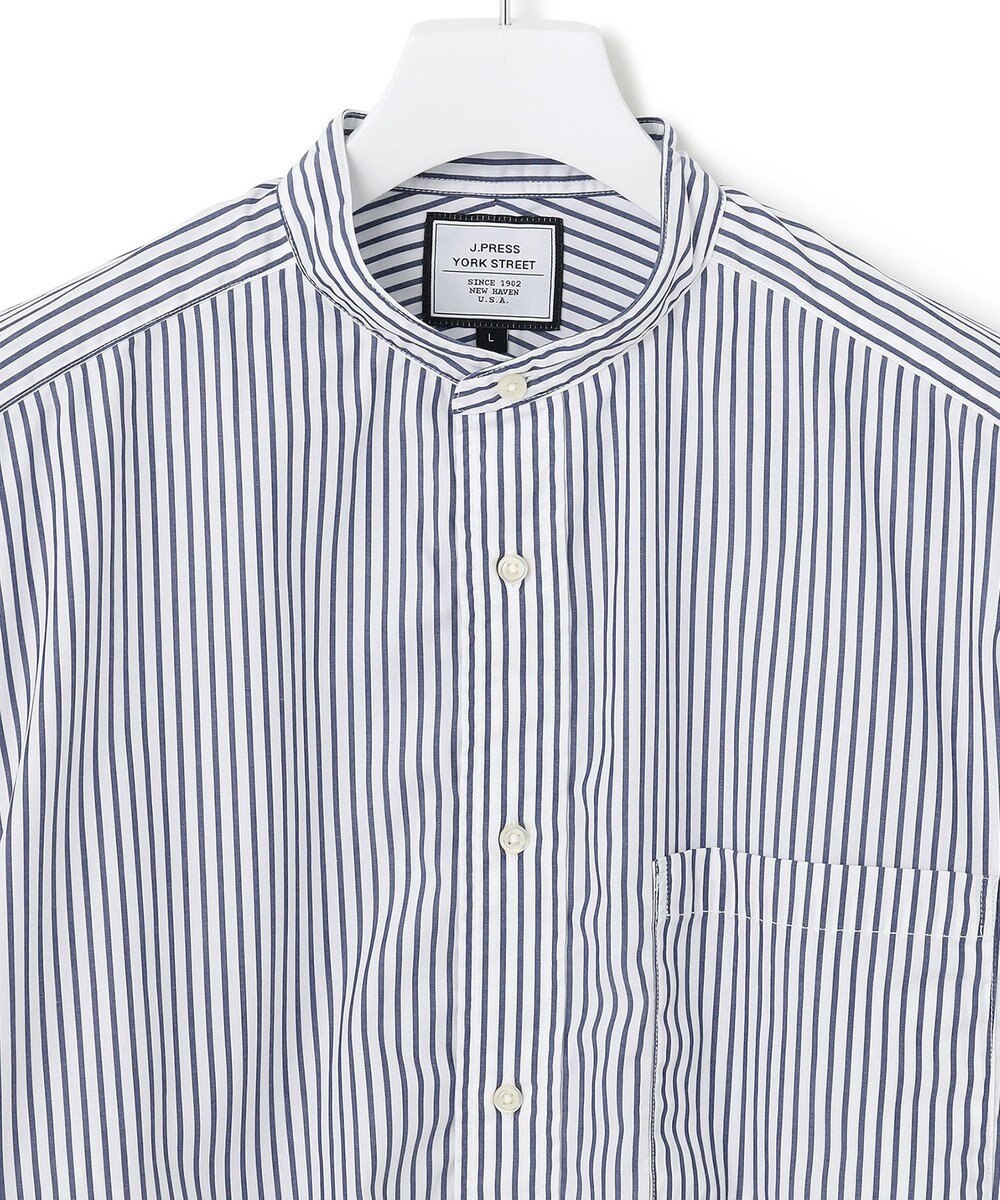 J.PRESS YORK STREET 【UNISEX】タイプライターストライプ バンドカラーシャツ 