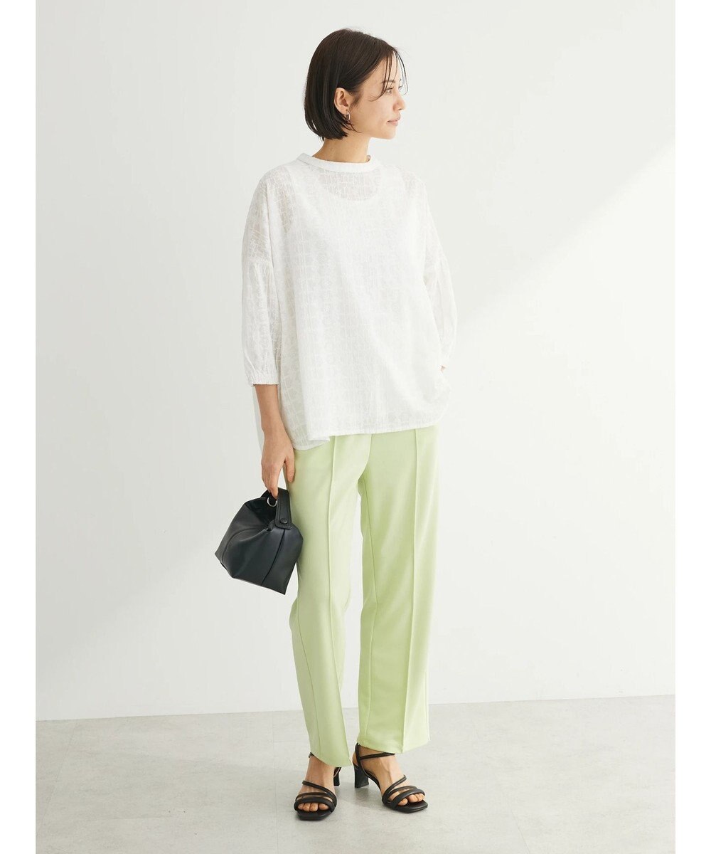 Green Parks インド綿 SET２点 刺繍７分丈ブラウス＋タンクトップ 