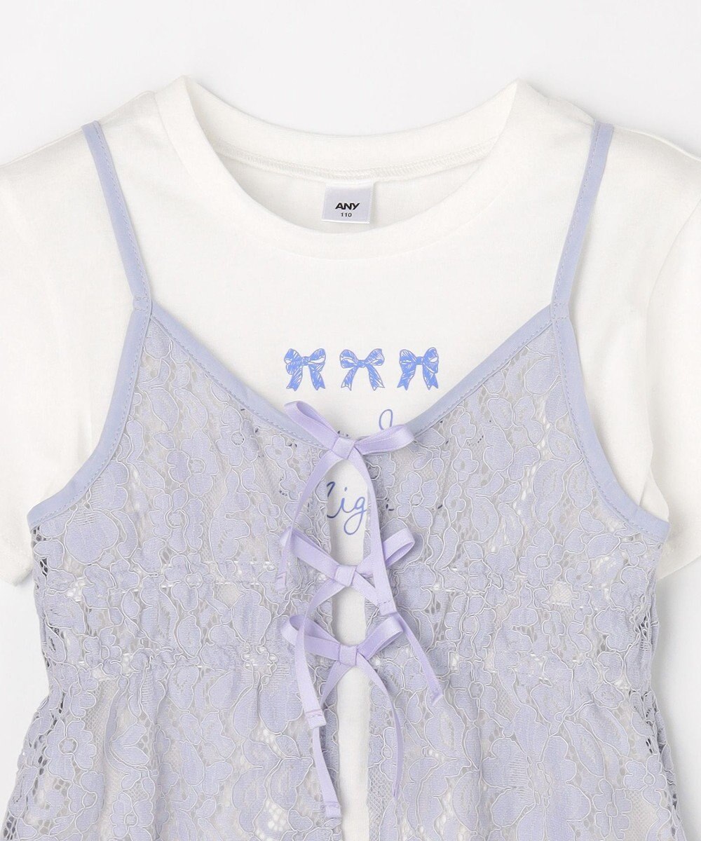 ANY KIDS 【2点セット】Tシャツ×レース キャミソールチュニック 