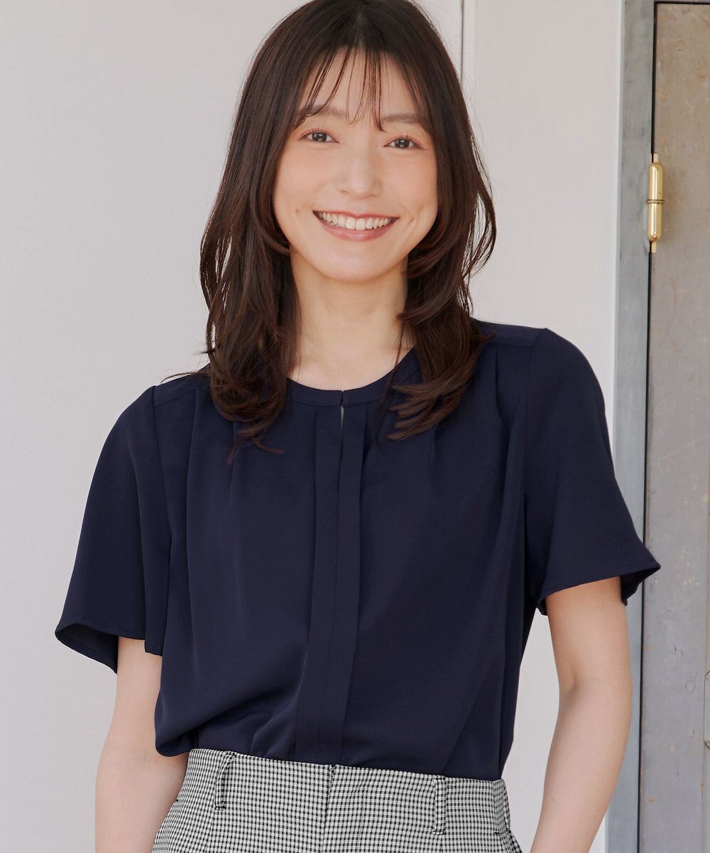 Tiaclasse 【2WAY・接触冷感・洗える】ノーカラーブラウス 