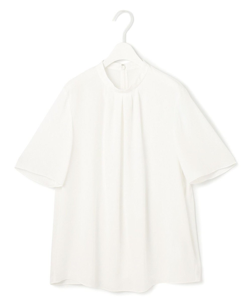 ICB 【接触冷感・UVケア・速乾・洗える】BackSatinAmunzen 5分袖ハイネックブラウス 