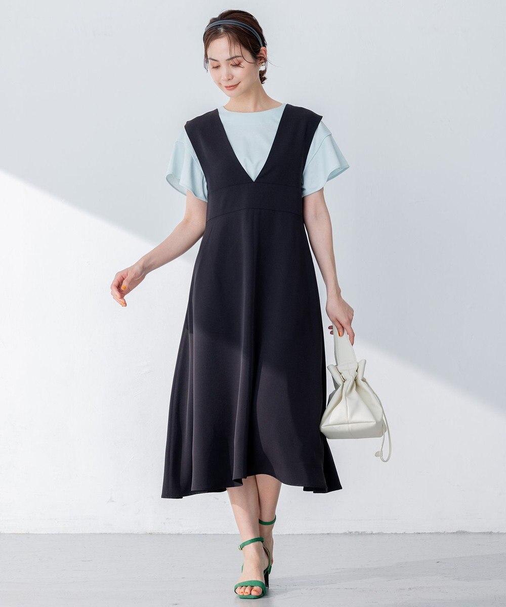 組曲 【洗える】シルケットポンチ フリルスリーブ カットソー 