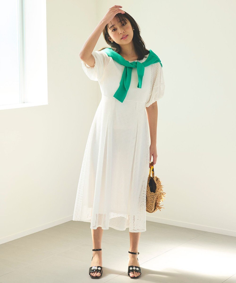 Feroux 【洗える】シアーチェックラッセル ワンピース 