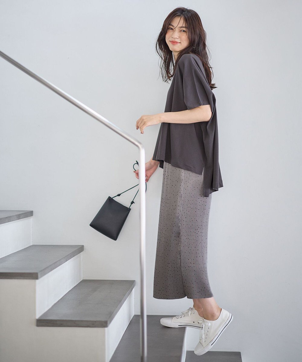 ANY L 【ウエストゴム】プリーツアイラインスカート 