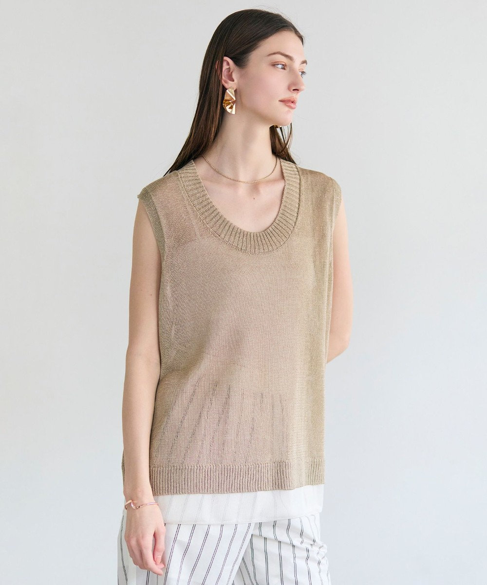 BEIGE， MORION / リネン レイヤードニット 