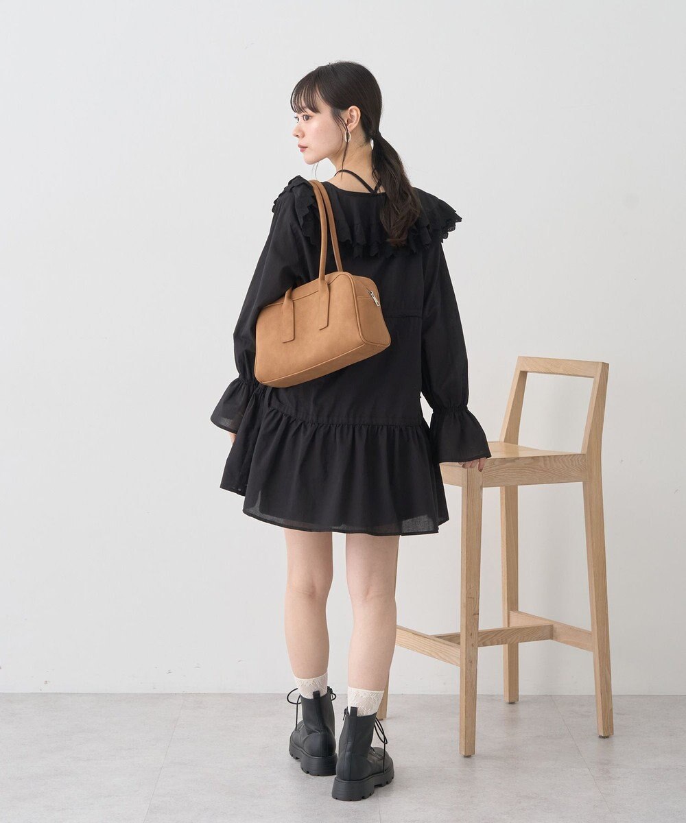 earth music&ecology 【綿100％】サイドリボンラッフルミニワンピース 