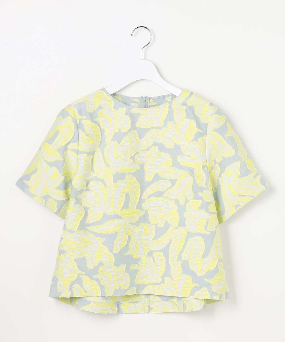 自由区 リーフモチーフカットジャガード ブラウス 