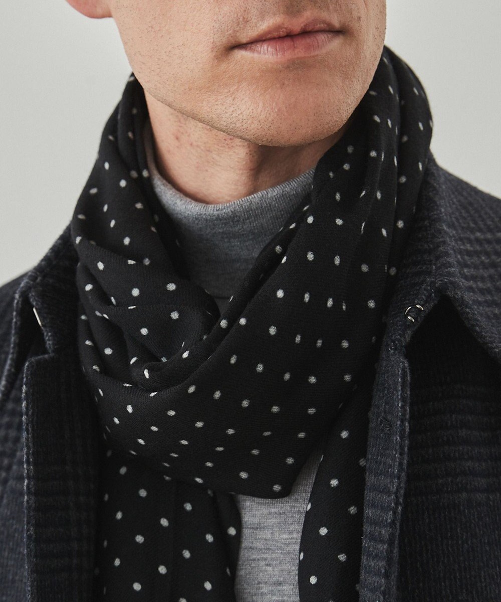 GOTAIRIKU 【WOOL100％】大判ドットットプリントストール 