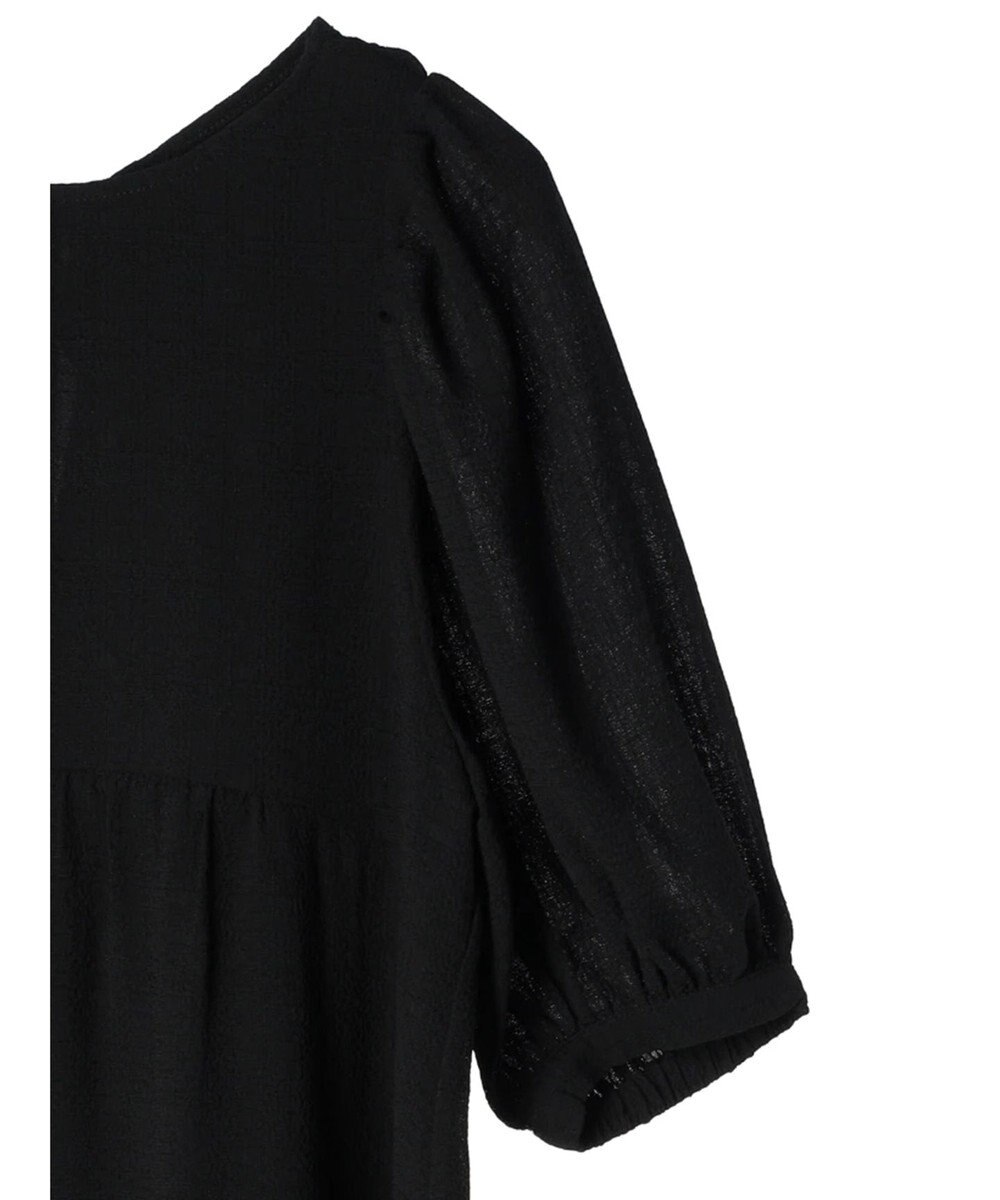 earth music&ecology 膨れジャガードパフ袖ワンピース 