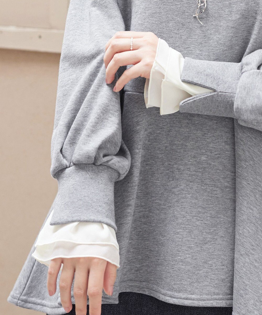 Tiaclasse 【吸水発熱・洗える】袖口ドッキングカットソープルオーバー 