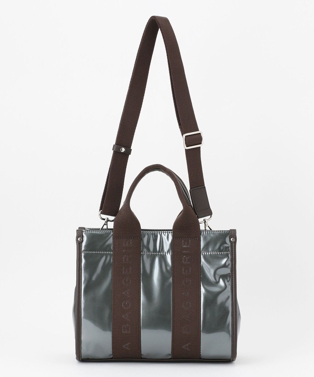 LA BAGAGERIE ソフトエナメル　ロゴテープ2WAYトートバッグ　Mサイズ 