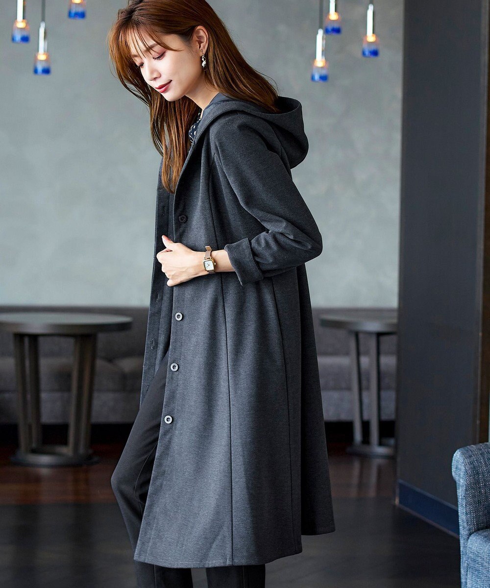 Tiaclasse ウール調フレアフードコート 