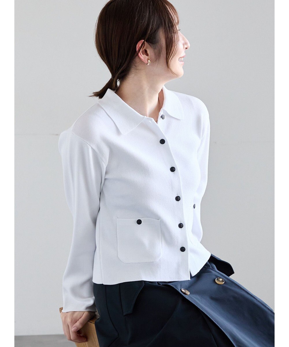 Te chichi 総針衿付きジャケットカーディガン 