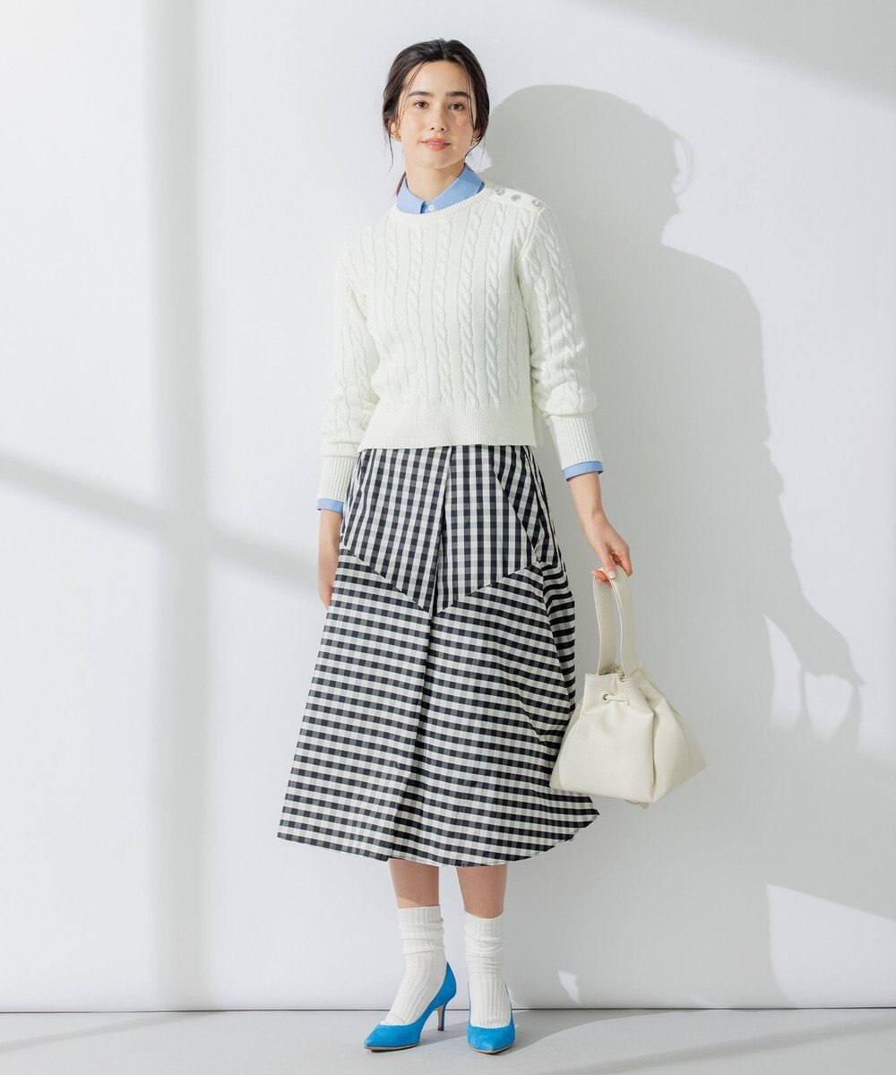 組曲 【ビジューボタン付き】SOBANE ケーブルプルオーバー ニット 