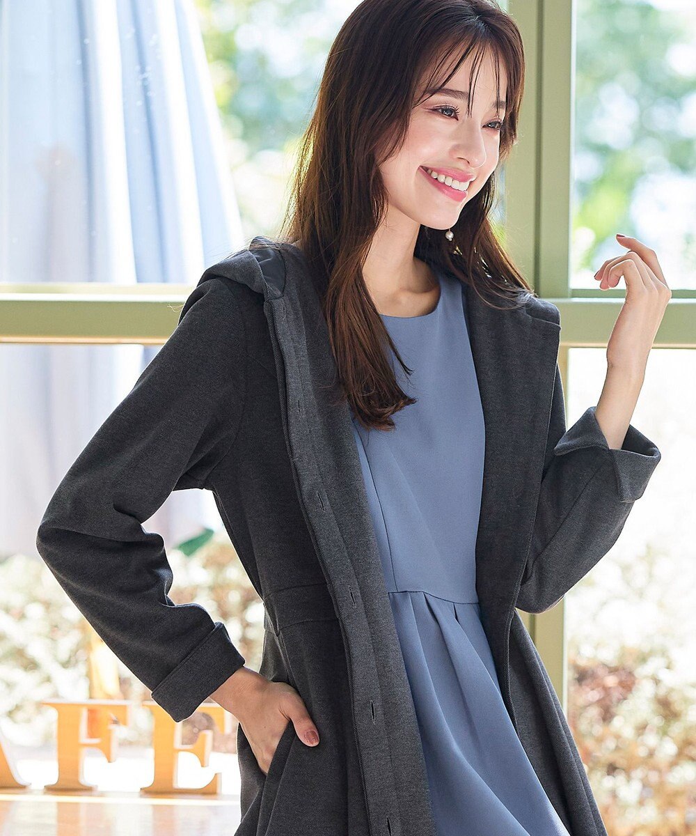 Tiaclasse ウール調フレアフードコート 