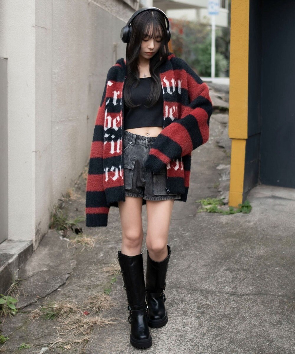 WEGO シャギーグラフィックZIPパーカー 