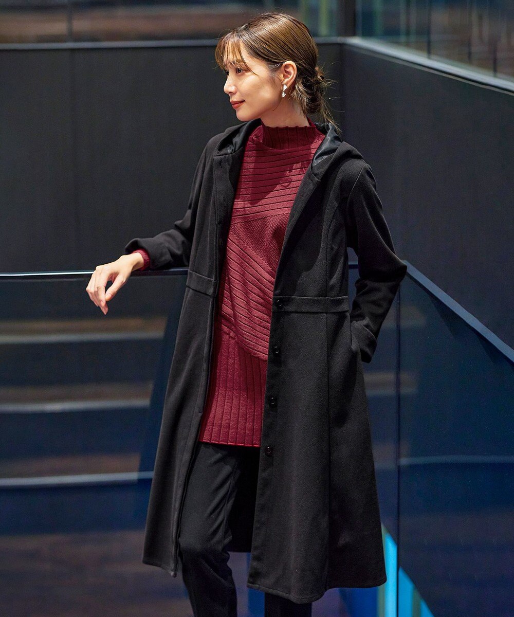 Tiaclasse ウール調フレアフードコート 