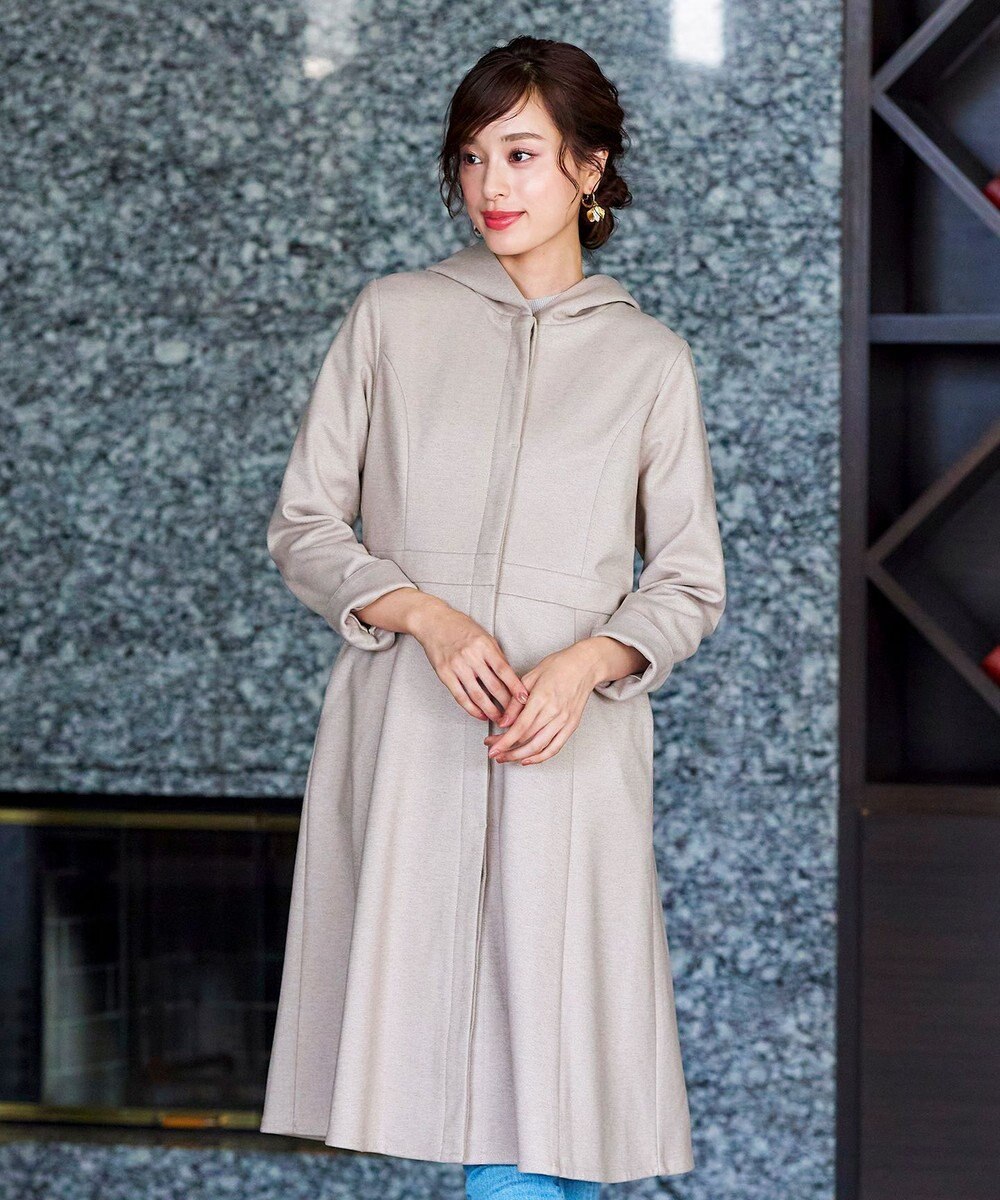 Tiaclasse ウール調フレアフードコート 